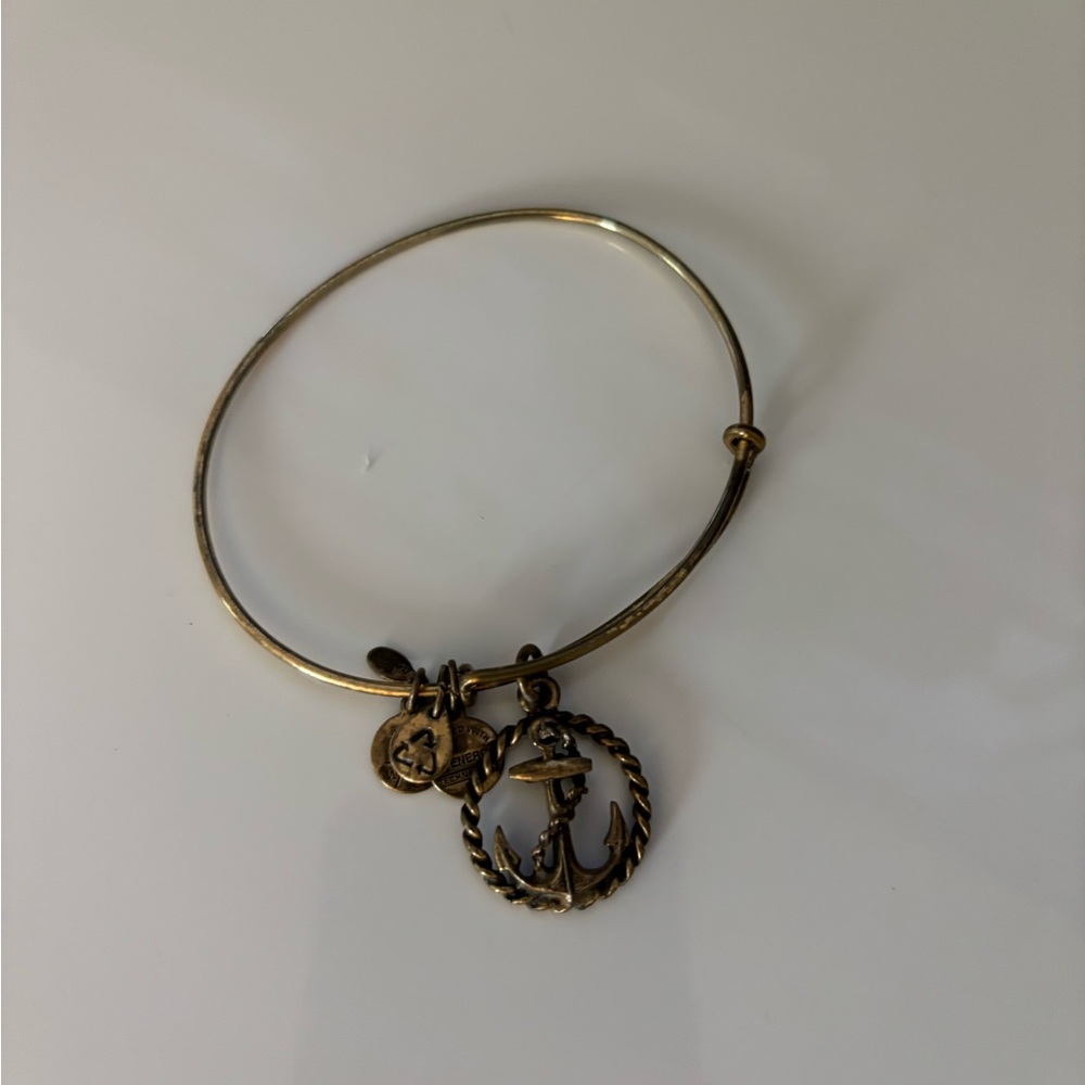 Alex and Ani Gold Anchor Charm Bracelet